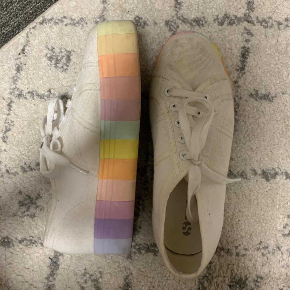 Anthropologie x Superga rainbow platform shoes